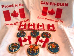 Canada Flag Cookies and Fireworks Cookies