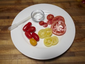 heirloom/ rainbow tomatoes with pipette