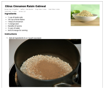 Screenshot of an Easy Recipe formatted recipe