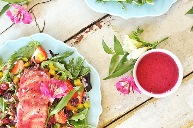 Pomegranate Hibiscus Salmon Salad | Food Bloggers of Canada