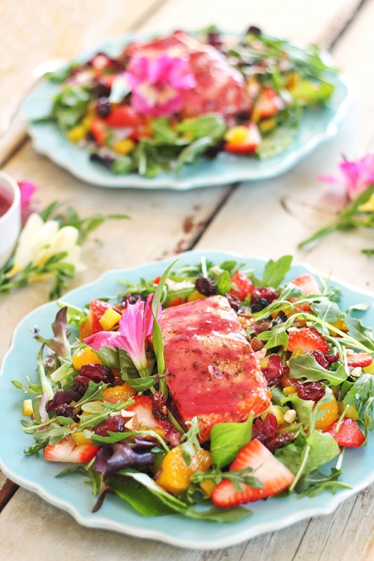 Pomegranate Hibiscus Salmon Salad | Food Bloggers of Canada