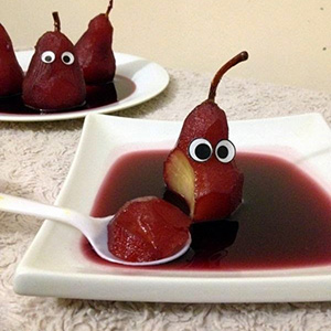 Ghostly Poached Pears