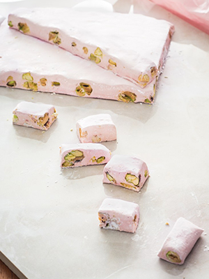 Chewy Cherry Pistachio Nougat | Rhubarb and Cod