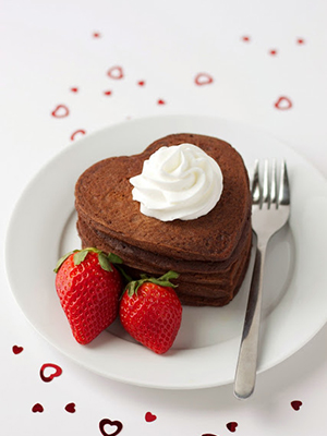 Chocolate Heart Pancakes | The Busy Baker