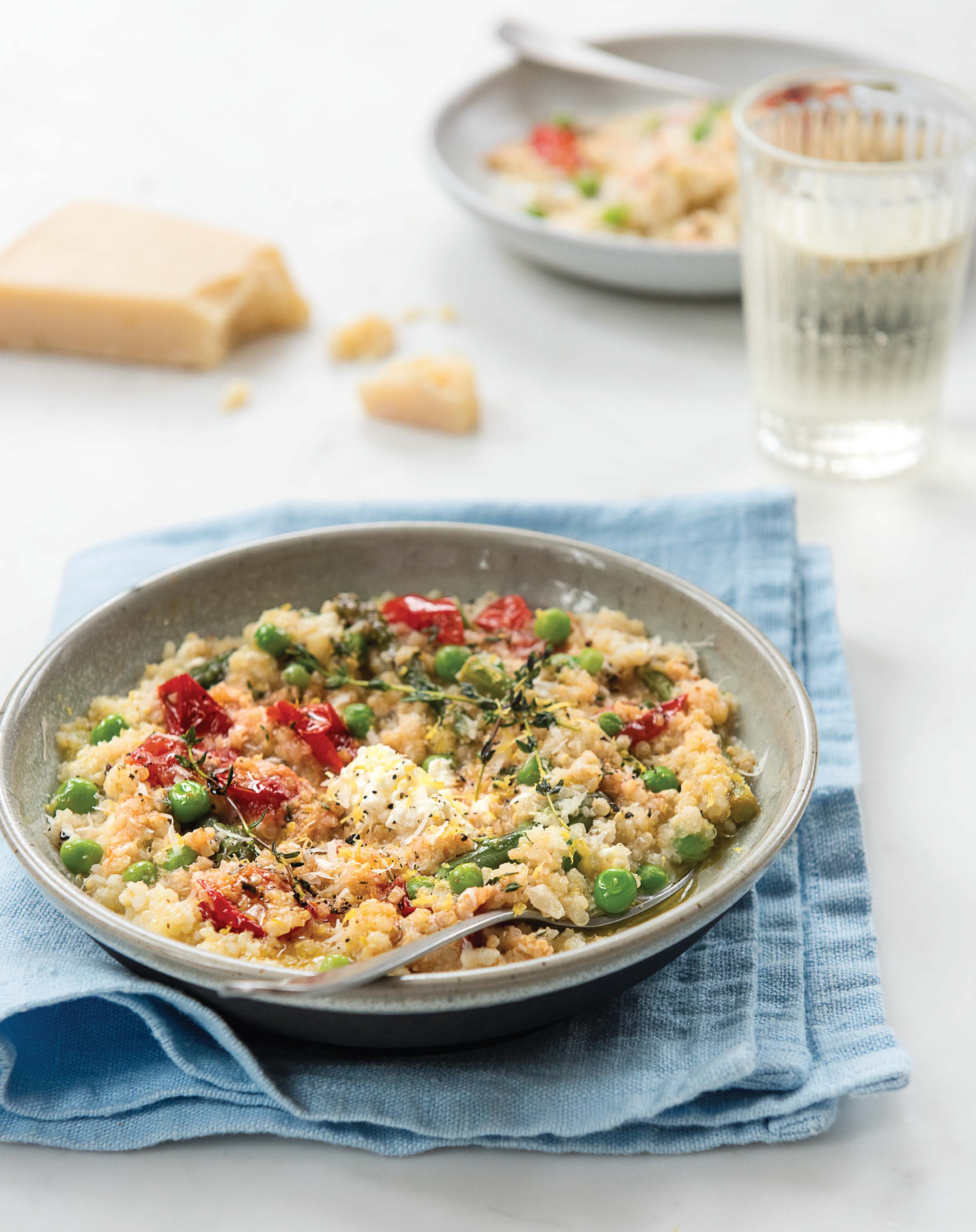 Asparagus, Pea, and Tomato Quinotto from The Mindful Glow Cookbook | Food Bloggers of Canada