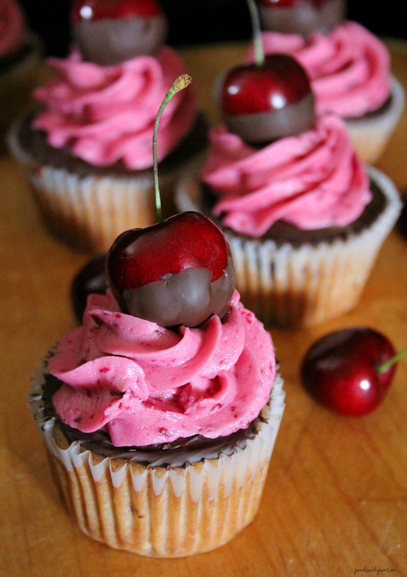 Chocolate Dipped Cherry Cupcakes by Jo and Sue