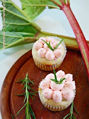 Rhubarb Rosemary Cupcakes | Cinnamon and Coriander