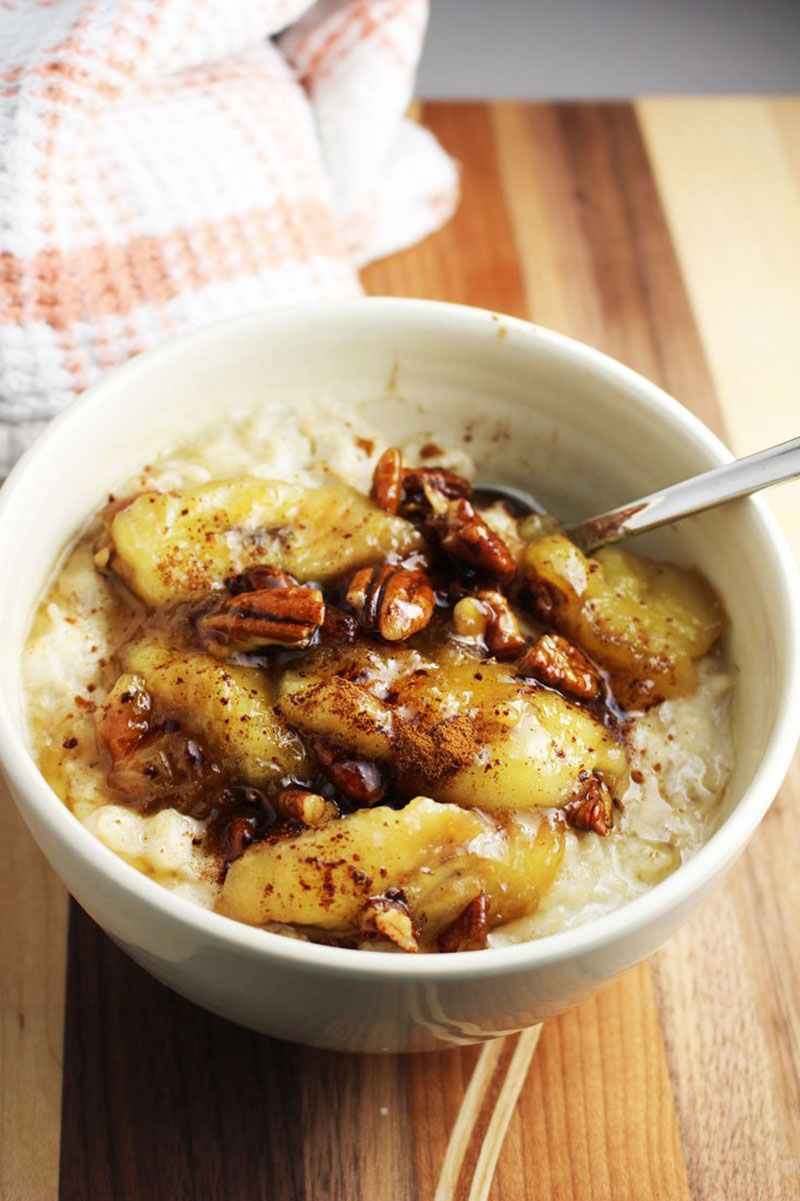 Caramelized Banana Pecan Oatmeal | Our Happy Mess
