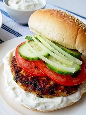 Turkey Spinach Feta Burger | Kasual Kitchen