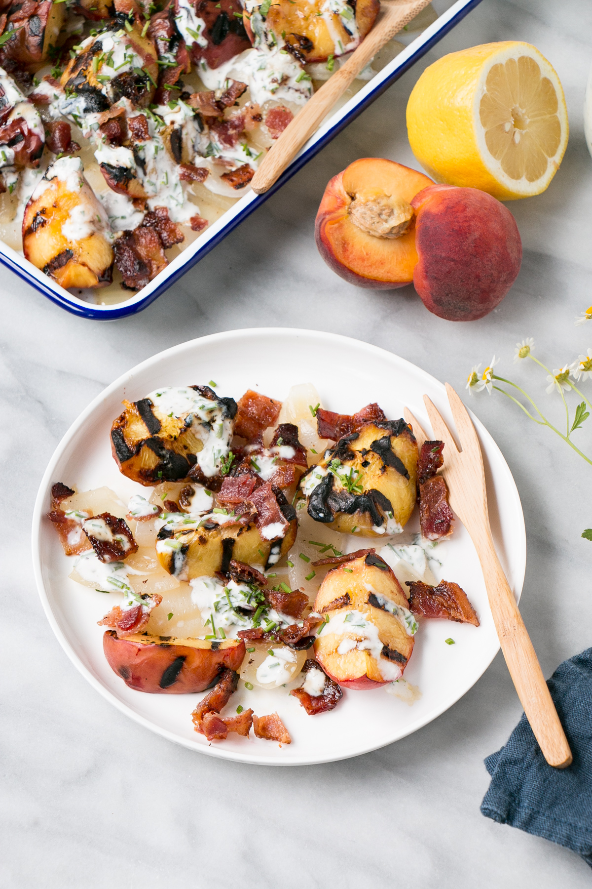GRILLED PEACH, ONION, AND BACON SALAD | My Kitchen Love