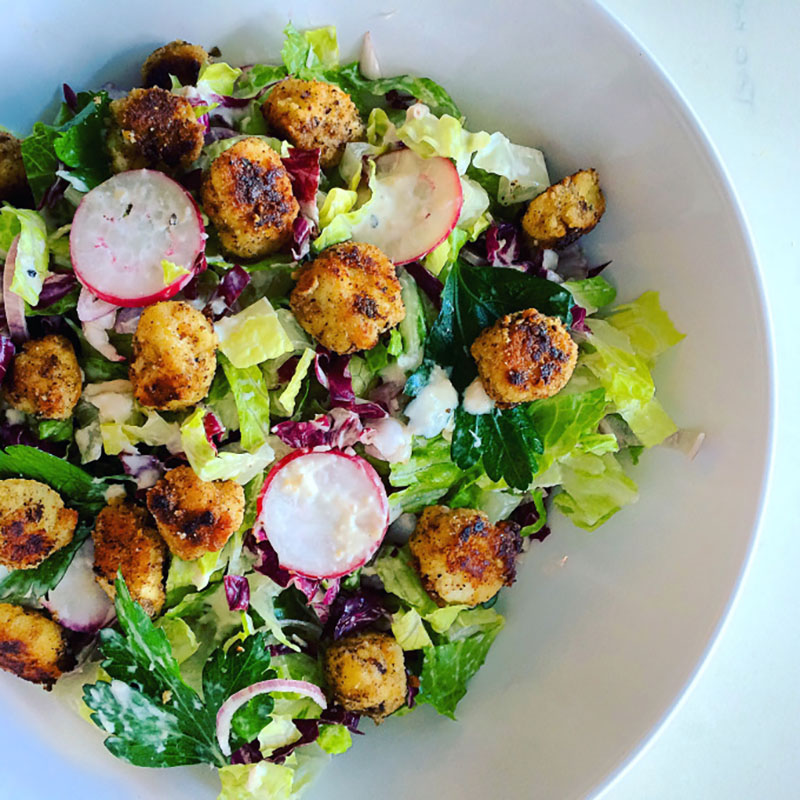 Spicy Caesar Salad with Chicken Croutons | Everyday on Occasion