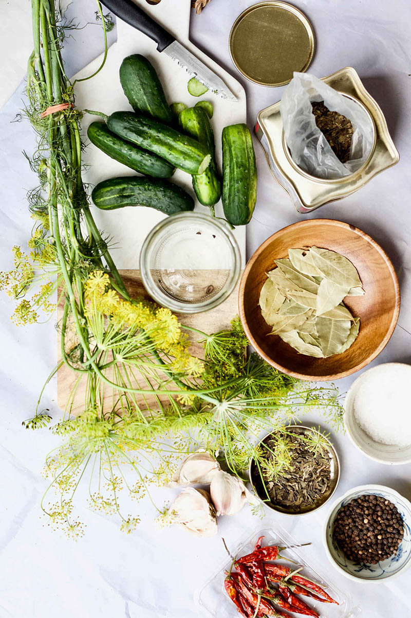 Fermented Pickles with Green Tea and Dill Flowers | Yang's Nourishing Kitchen