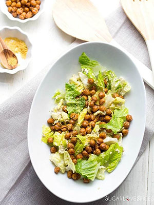 Roasted Chickpea Caesar Salad | SugarLoveSpices