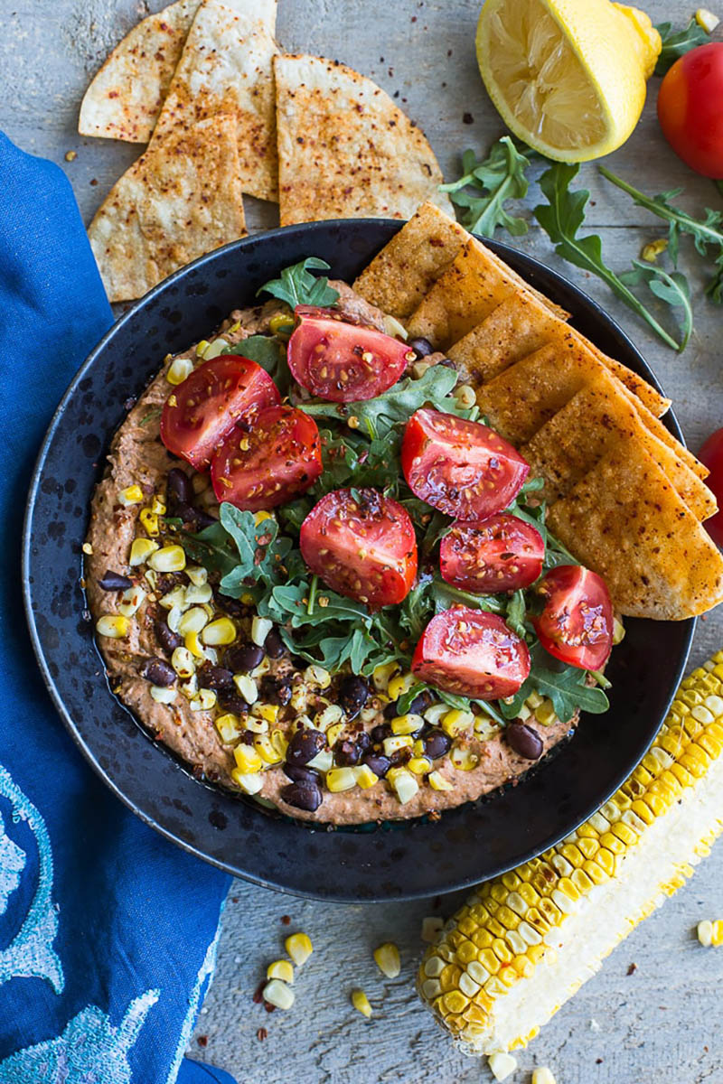 Roasted Red Pepper and Black Bean Hummus Bowls | Crumb Top Baking