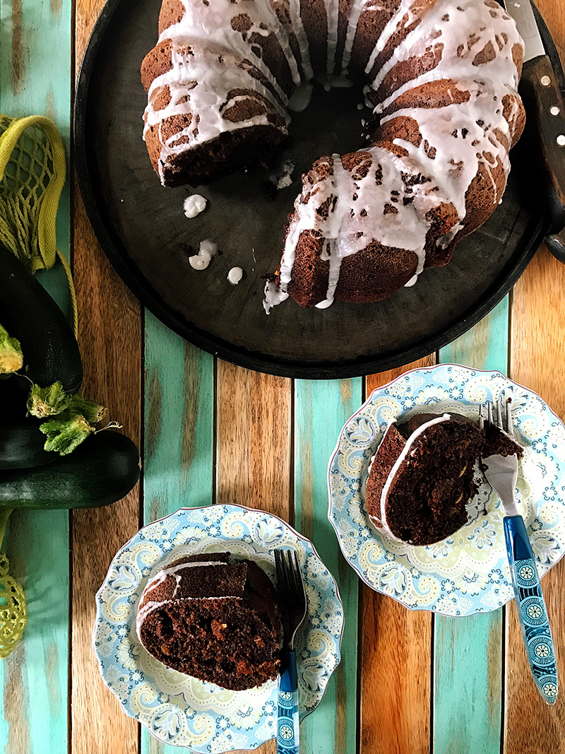 Chocolate Zucchini Raisin Bundt Cake