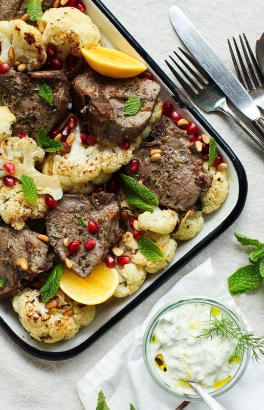 Shet Pan Zesty Lamb Chops with Cauliflower | Simple Bites