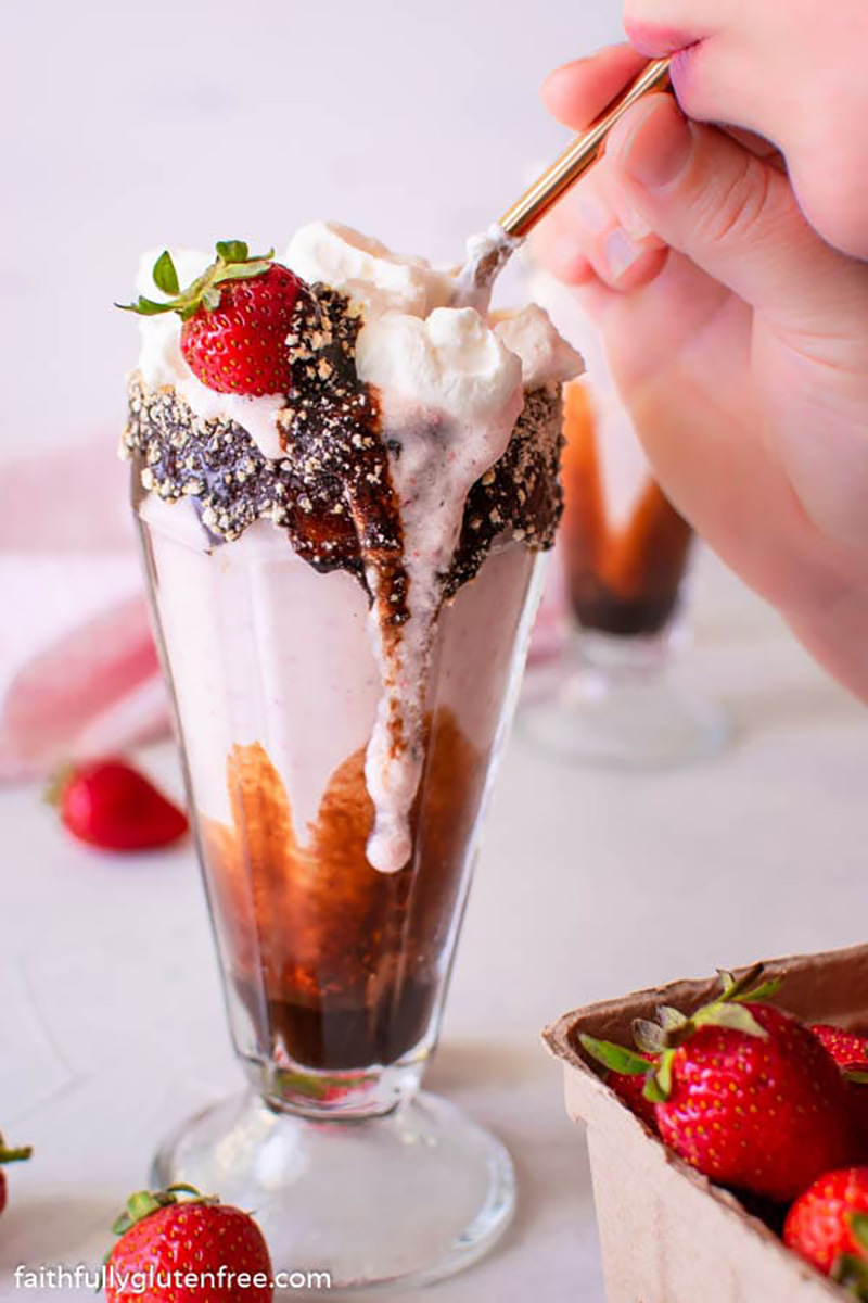 Strawberry Cheesecake Milkshake | Faithfully Gluten Free