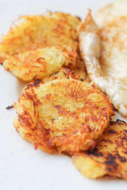Spaghetti squash hash browns on a plate