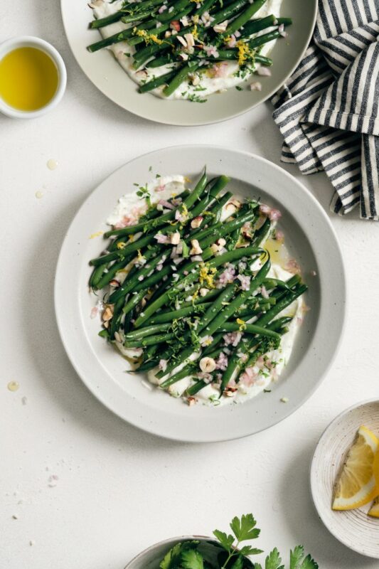 Green beans with whipped feta